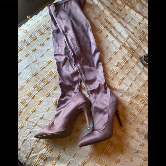 Dark Lilac Thigh High Boots - Picture 1 of 8
